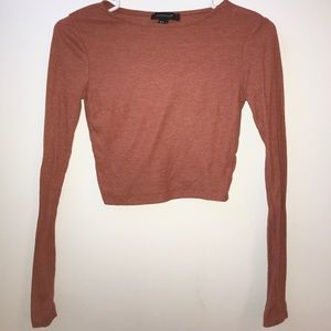 Long-Sleeved Ribbed Crop Top